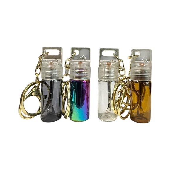mini glass spice dispenser keychain: extending spoon scoop snuff storage stash - Picture 10 of 14